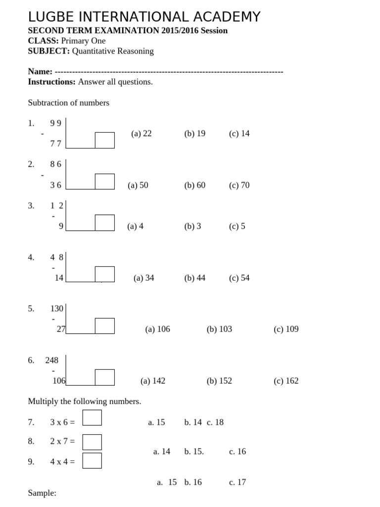 Primary School Quantitative Reasoning Exam | PDF | Chess | Chess Theory
