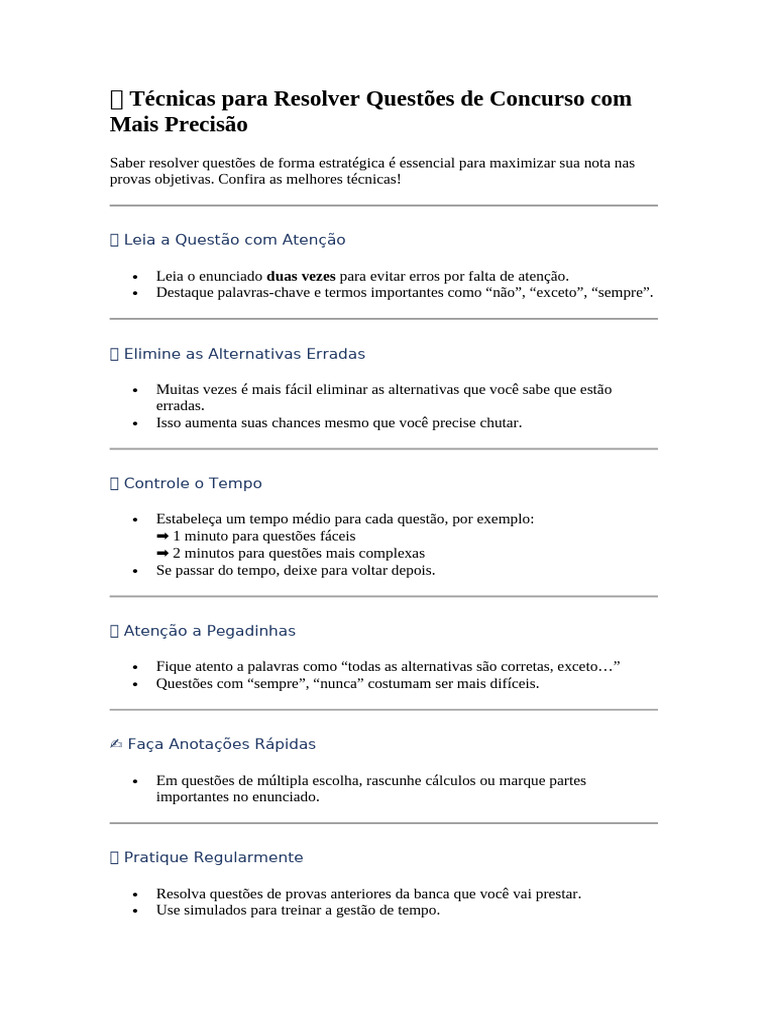 Técnicas Eficazes para Concursos | PDF