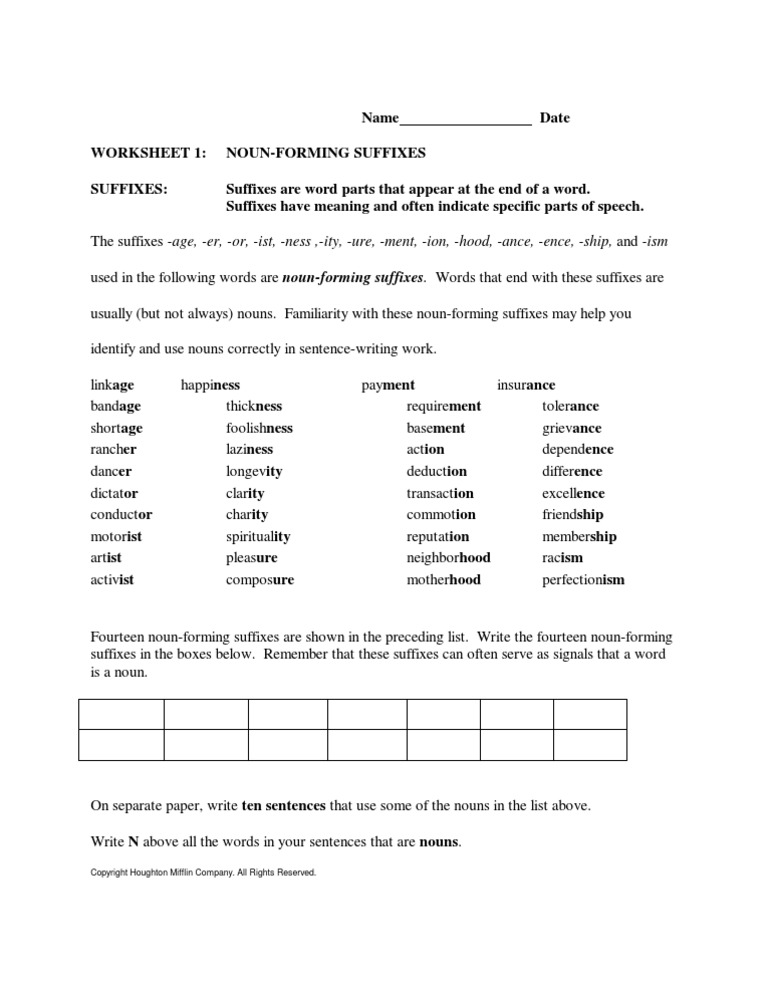 Noun Suffixes | PDF
