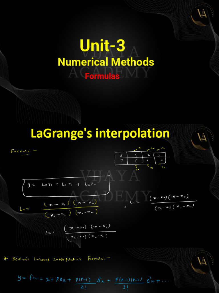 M3 Formulas in Numerical Methods | PDF