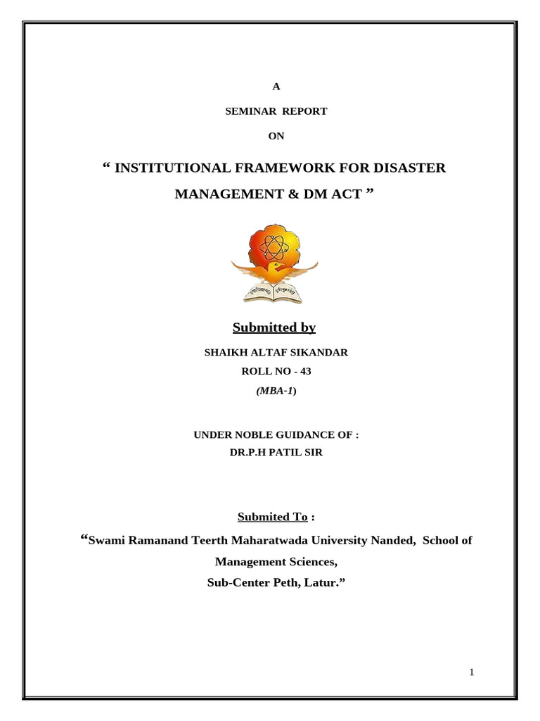 Disaster Management Framework in India | PDF | Emergency Management ...