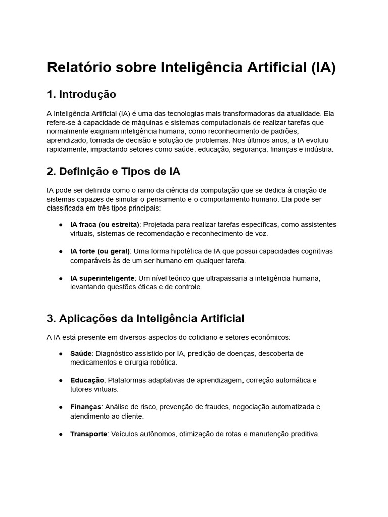 Impactos e Desafios da Inteligência Artificial | PDF | Inteligência ...