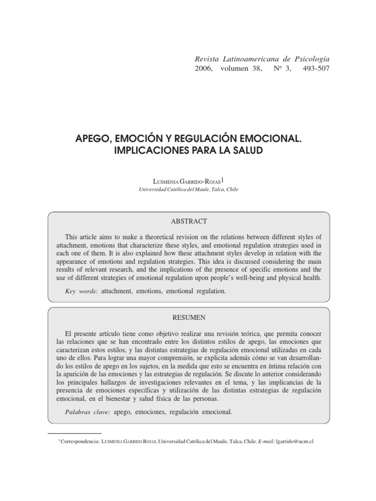 Apego y Regulación Emocional | PDF | Teoría de apego | Las emociones