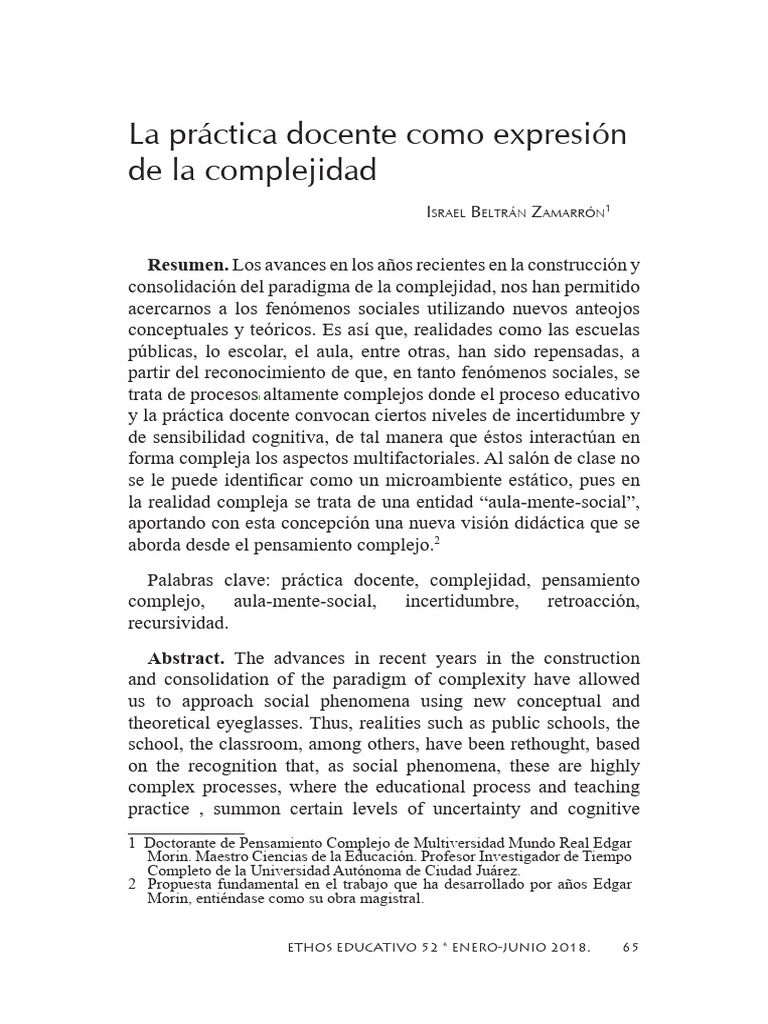 Complejidad en la Práctica Docente | PDF | Complejidad | Conocimiento
