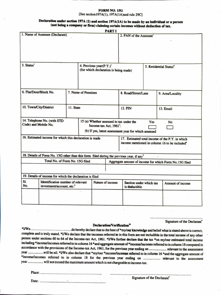 Form 15G Tax Declaration Guide | PDF | Income Tax | Taxes