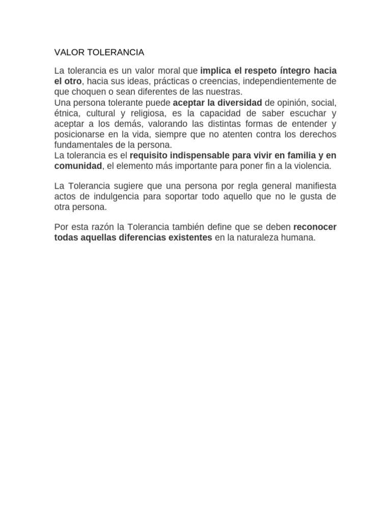 Valor de la Tolerancia en la Diversidad | PDF