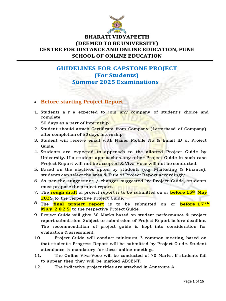 Capstone Project Guidelines 2025 | PDF | Paragraph | Marketing