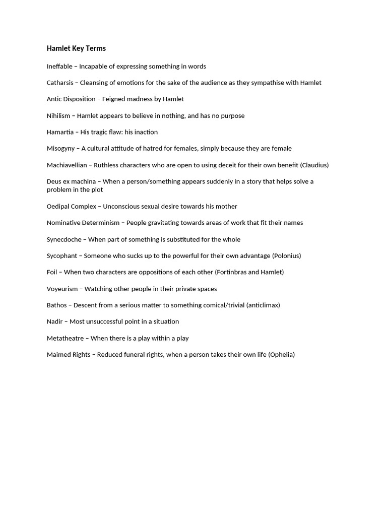Essential Hamlet Key Terms Explained | PDF