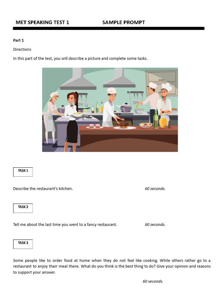 MET Speaking Test Sample Tasks | PDF