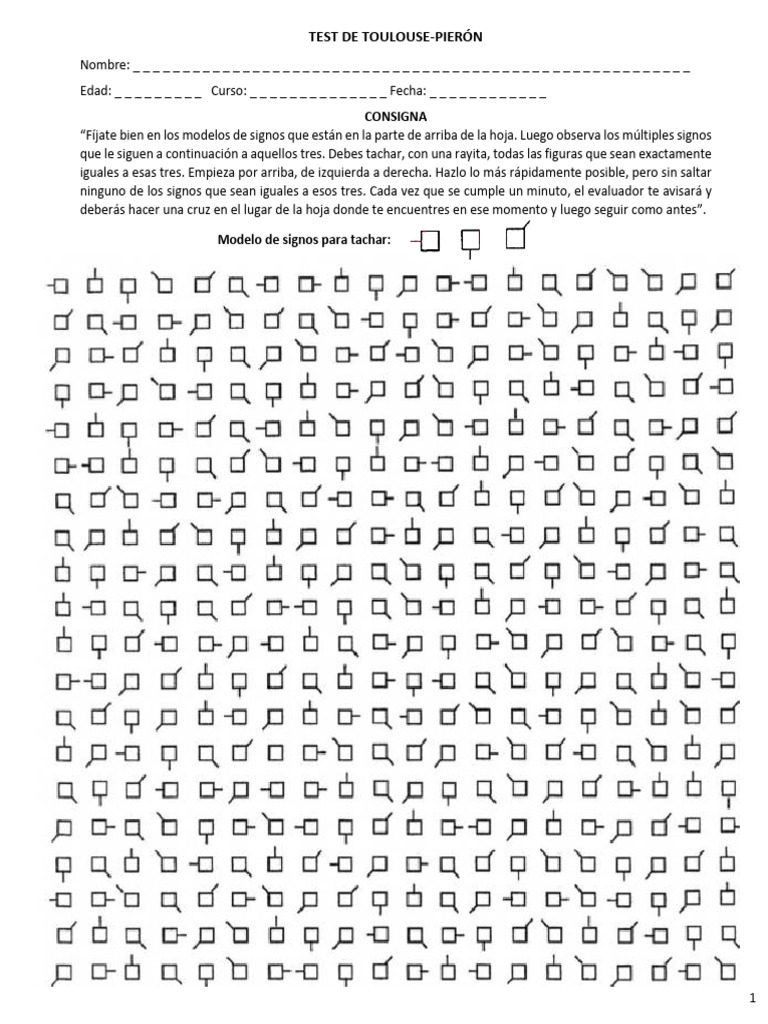 Test de Toulouse-Piéron: Guía y Resultados | PDF | Cognición | Ciencia ...