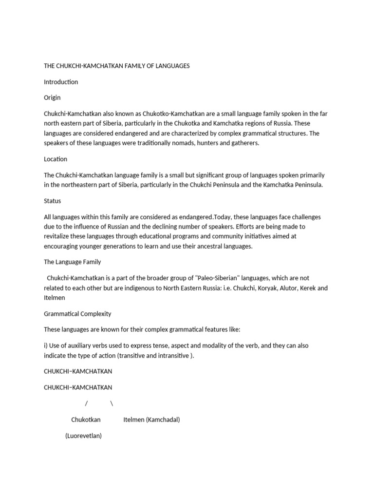 The Chukchi Kam Wps Office | PDF | Morphology (Linguistics) | Verb