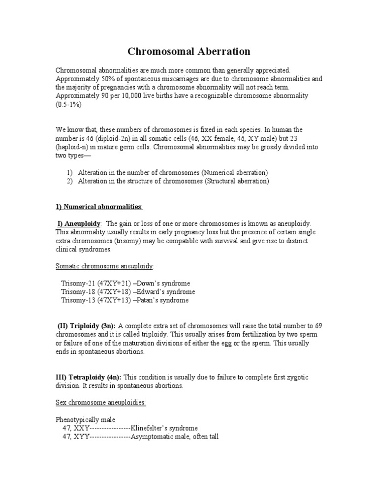 Chromosomal Aberration | PDF | Chromosome | Gene Duplication