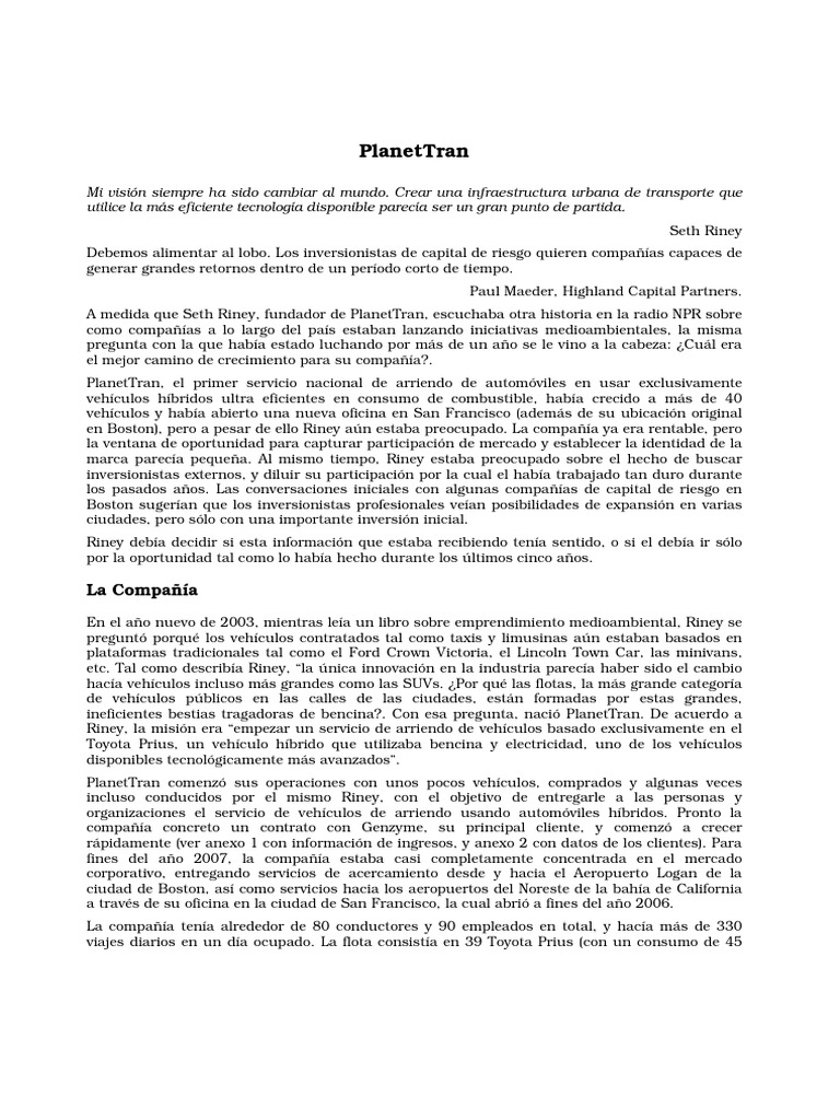 PlanetTran: Innovación en Transporte Híbrido | PDF | Capital de riesgo ...
