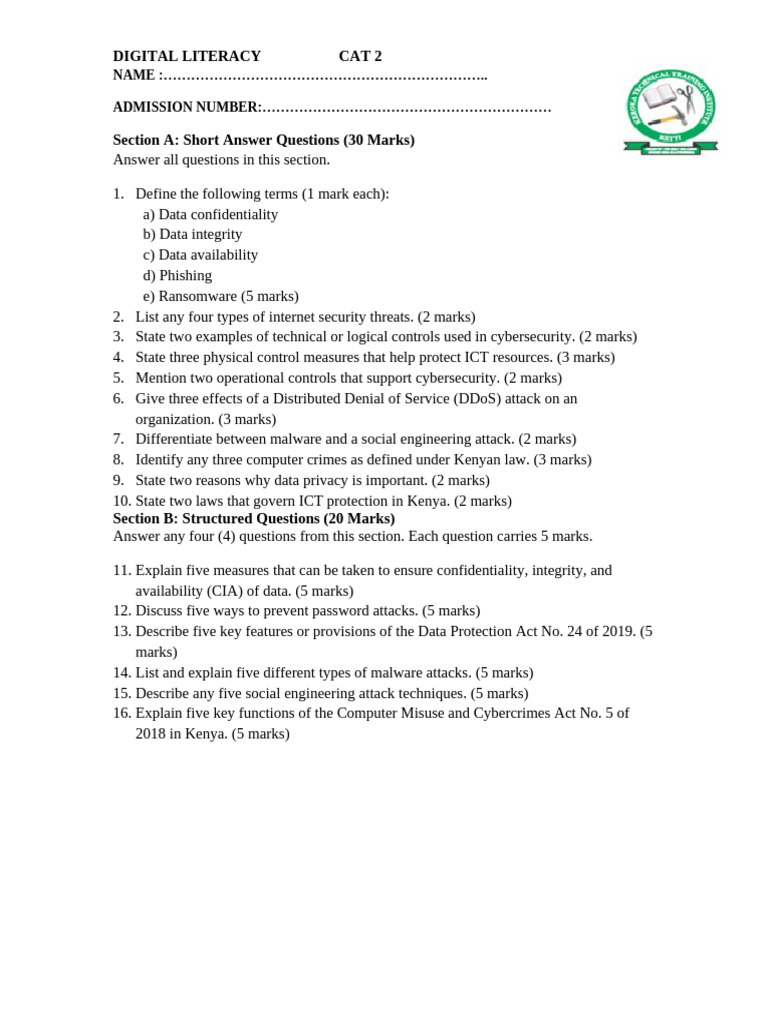 Artisan Level ICT Security Assessment | PDF