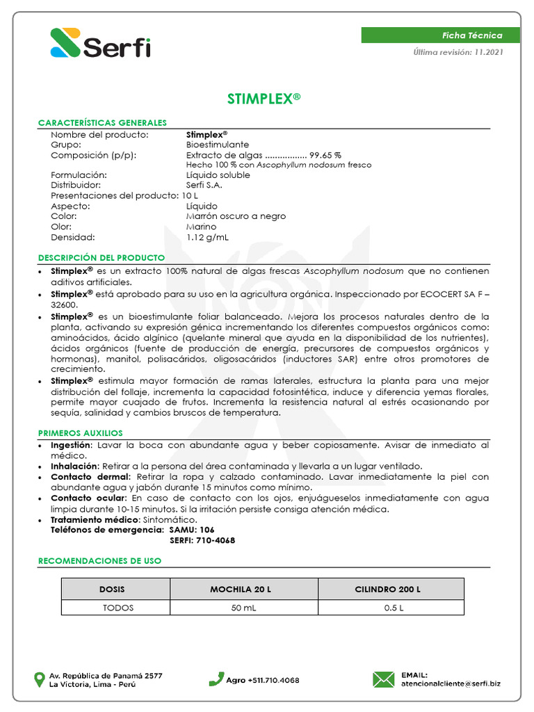 Bioestimulante Stimplex® para Cultivos | PDF