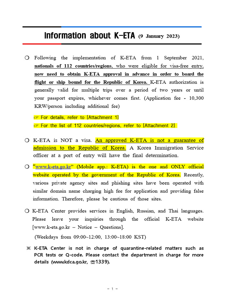 (Attachment) K-ETA Implementation - (From January 9, 2023) | PDF ...