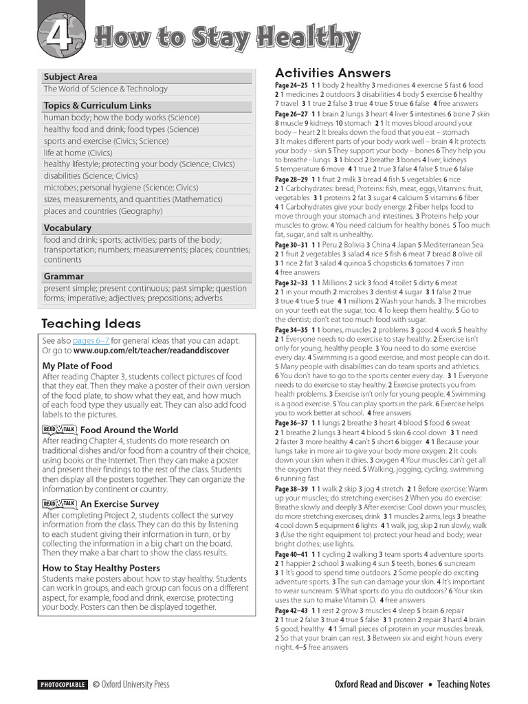 How to Stay Healthy: Teaching Guide | PDF | Foods | Heart
