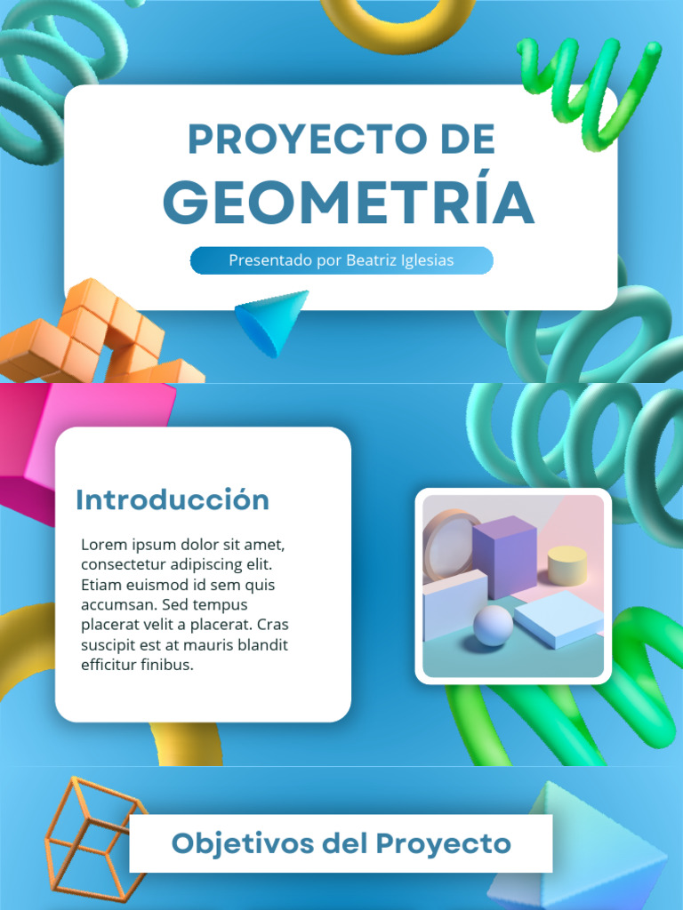 Presentación Proyecto de Geometría Creativo 3d Celeste | PDF
