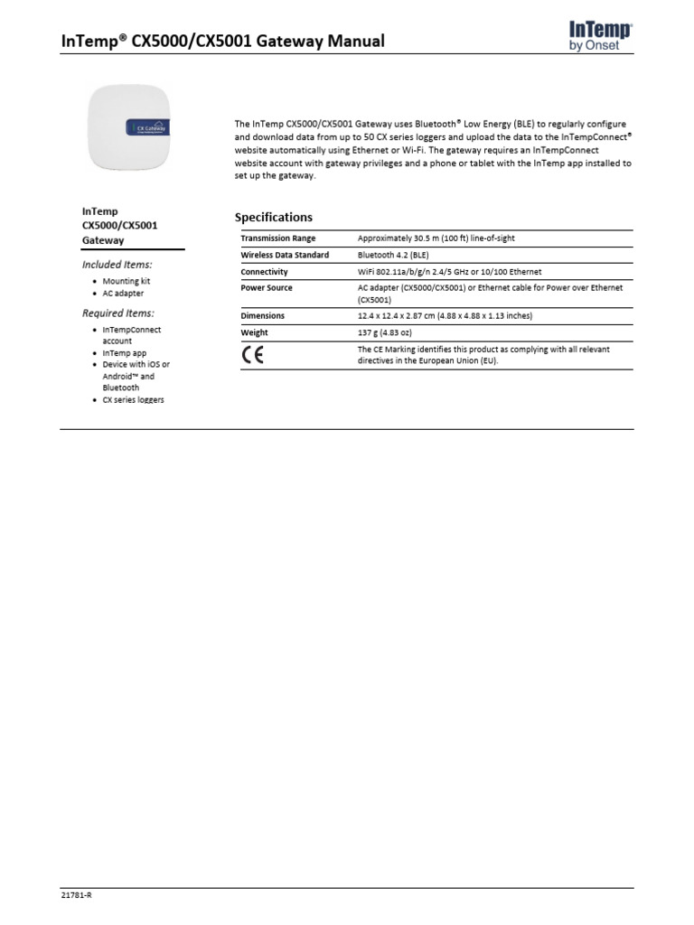 InTemp CX5000/CX5001 Gateway Setup Guide | PDF | Ip Address | Computer ...