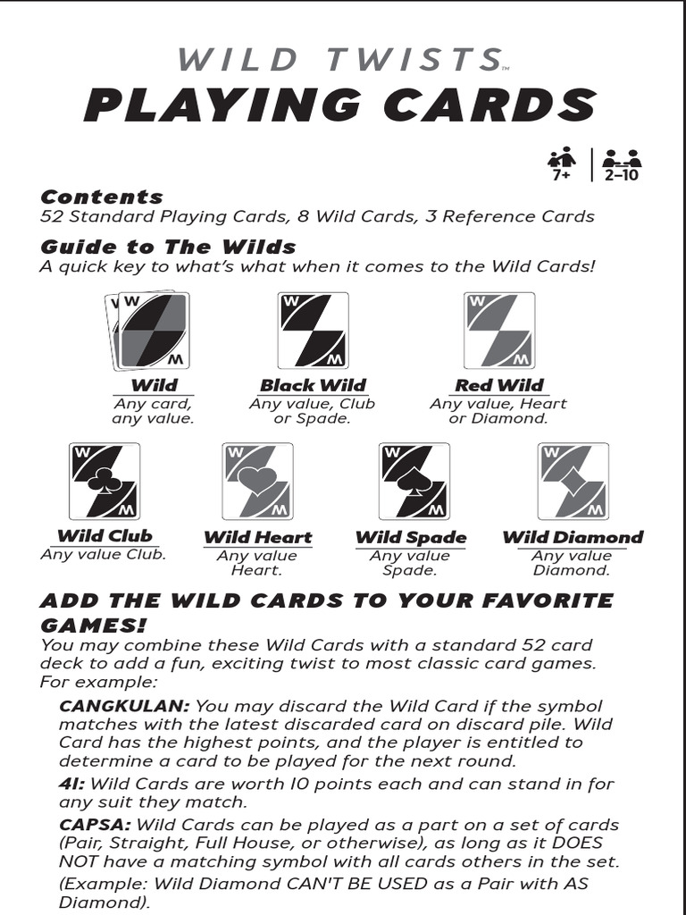 Wild Twist Playing Cards Guide | PDF | Playing Cards | Games Of Chance