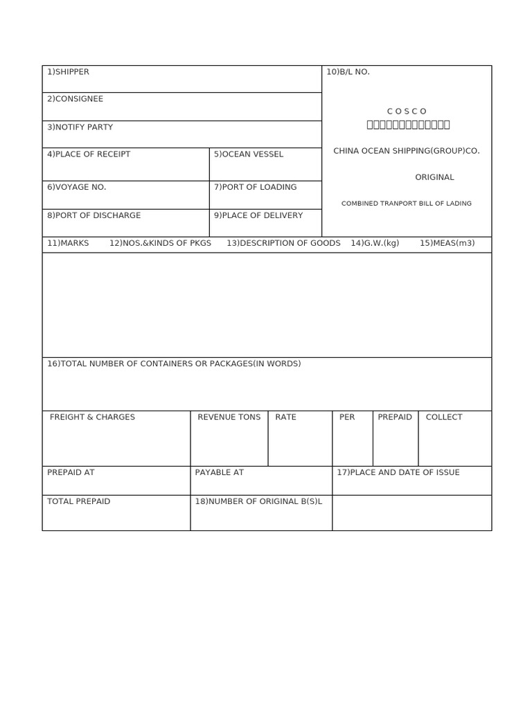 Combined Transport Bill of Lading Guide | PDF