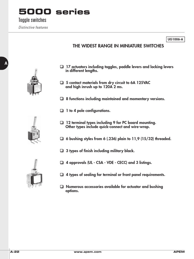 Miniature Toggle Switches Overview | PDF | Switch | Electric Power