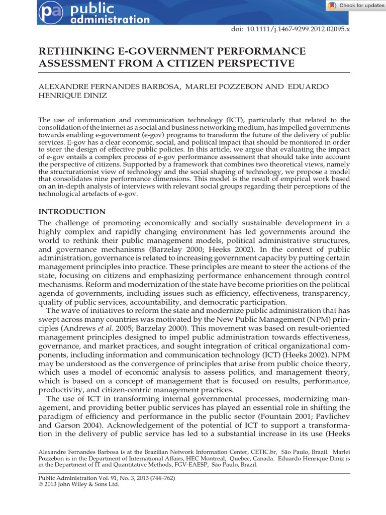 E-Government Performance Assessment Model | PDF | Methodology | Data