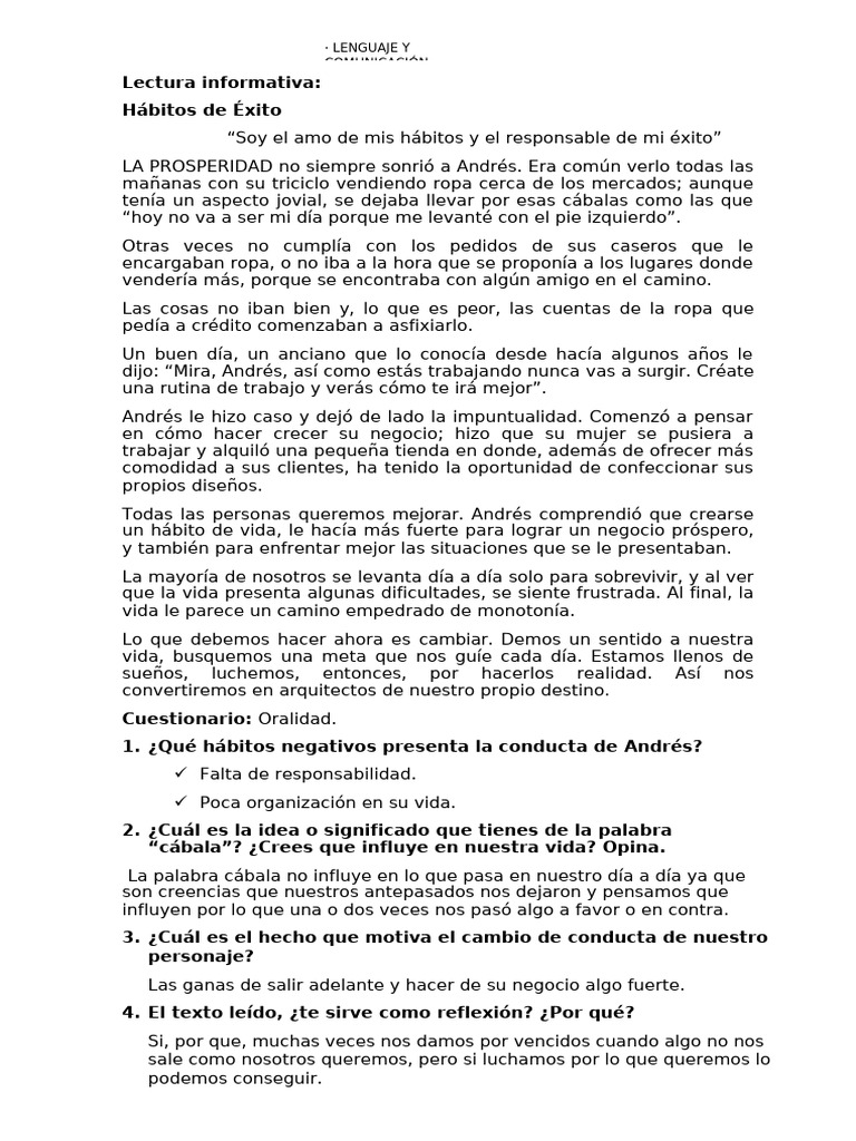 Hábitos de Éxito para el Crecimiento Personal | PDF