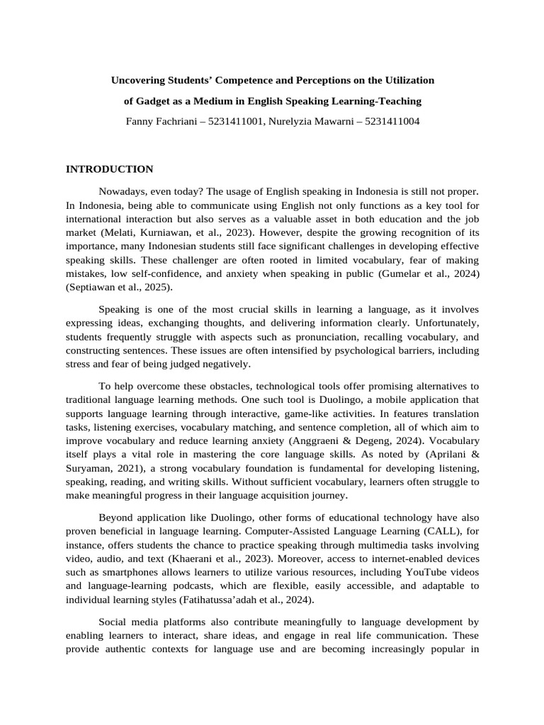 Student Perceptions of Gadgets in English Learning | PDF | Likert Scale ...