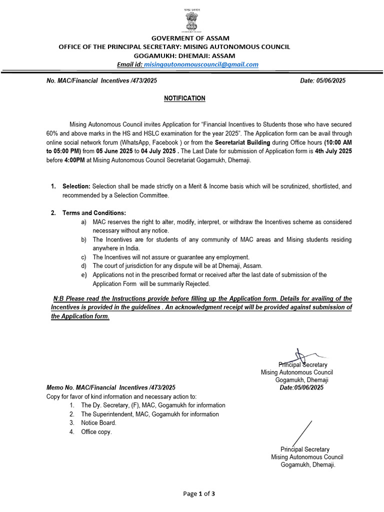 Financial Incentives Form 2025-26 | PDF | Government