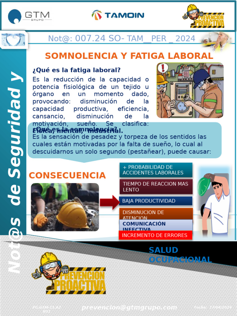 Somnolencia y Fatiga Laboral | PDF