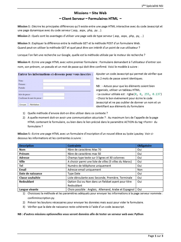 Formulaires Web : HTML et JavaScript | PDF | Internet | Internet et Web