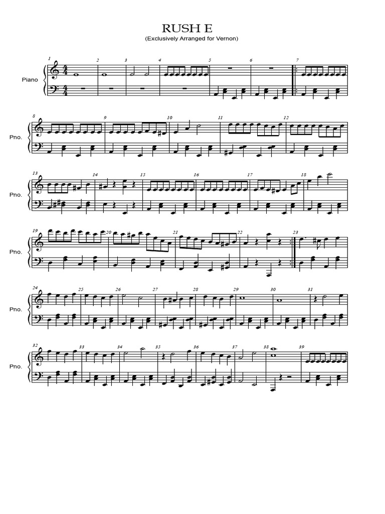 Rush E Piano Arrangement | PDF