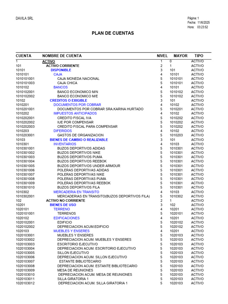 Plan de Cuentas | PDF | Depreciación | Hoja de balance
