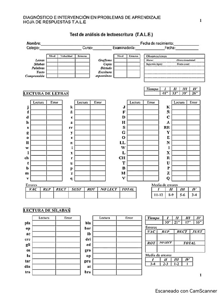 Test para Aplicación-TALE | PDF