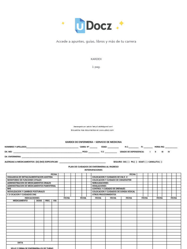 Kardex 1044810 Downloadable 9243237 | PDF | Cuidado de la salud | Medicina