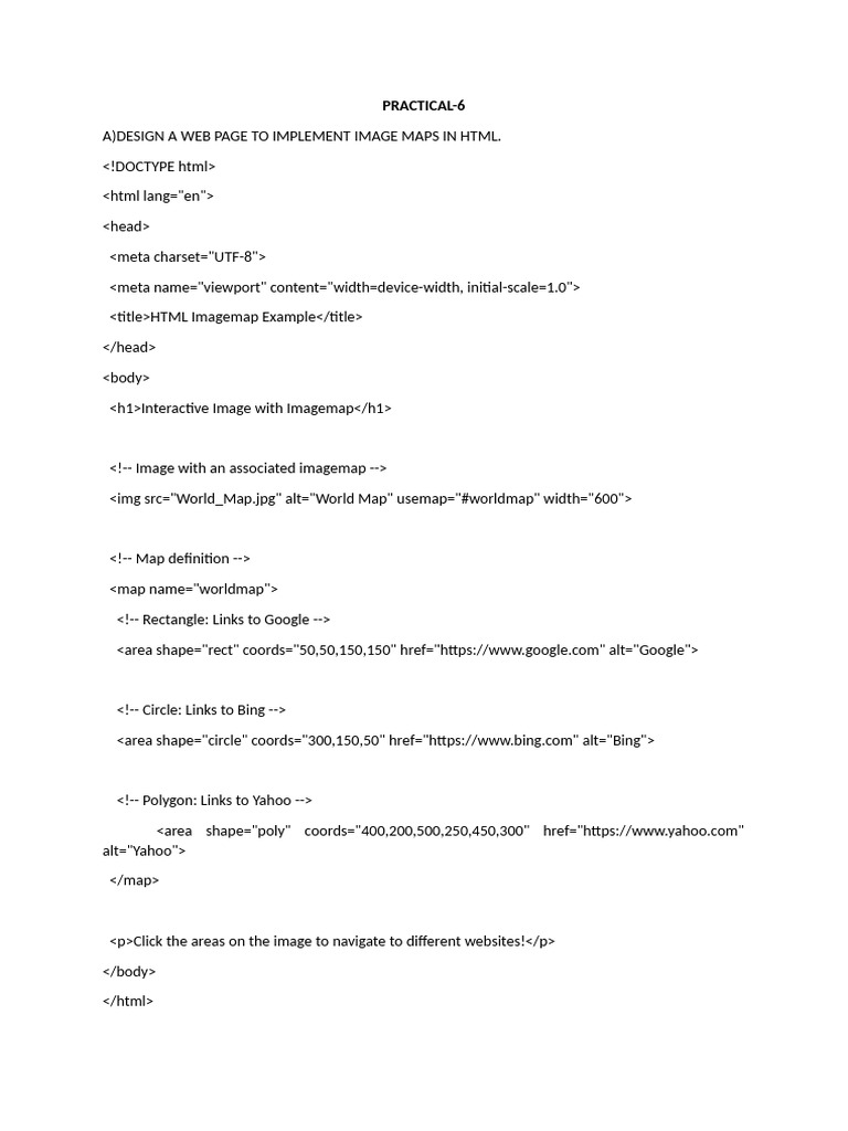 Image Map Implementation in HTML | PDF
