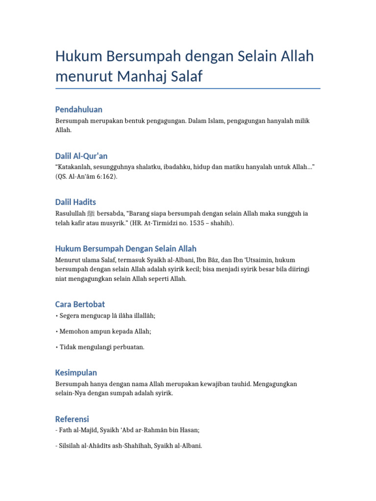 sumpah_selain_allah_salafy | PDF