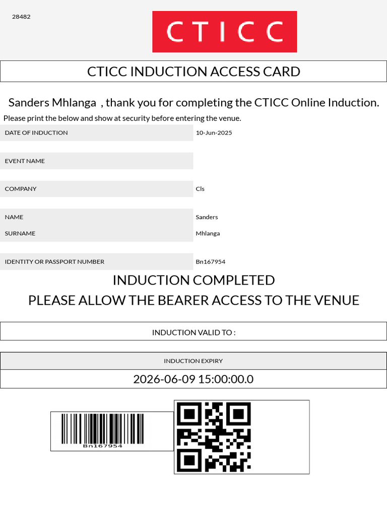CTICC Induction | PDF