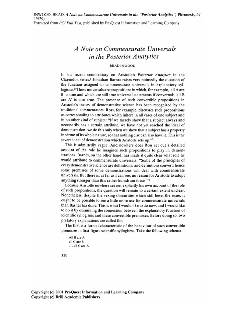 Inwood (A Note On Commensurate Universals in The An Post) BB | PDF