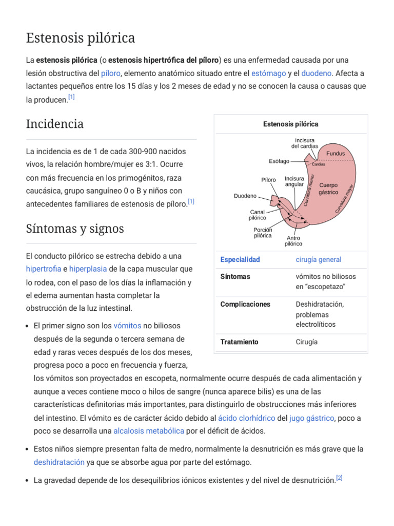 Estenosis Pilórica - Wikipedia, La Enciclopedia Libre | PDF | Vómitos ...