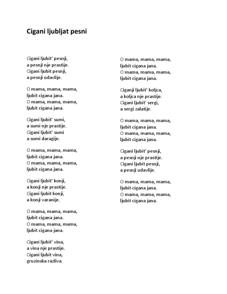 Cigani ljubljat pesni