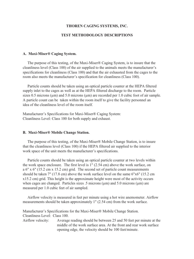 Thoren Test Methodology - Rack & Change Station | PDF