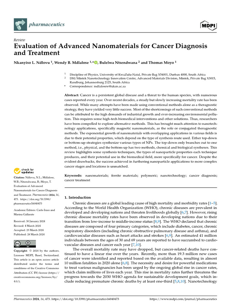 Evaluation of Advanced Nanomaterials For Cancer Di | PDF | Nanoparticle ...