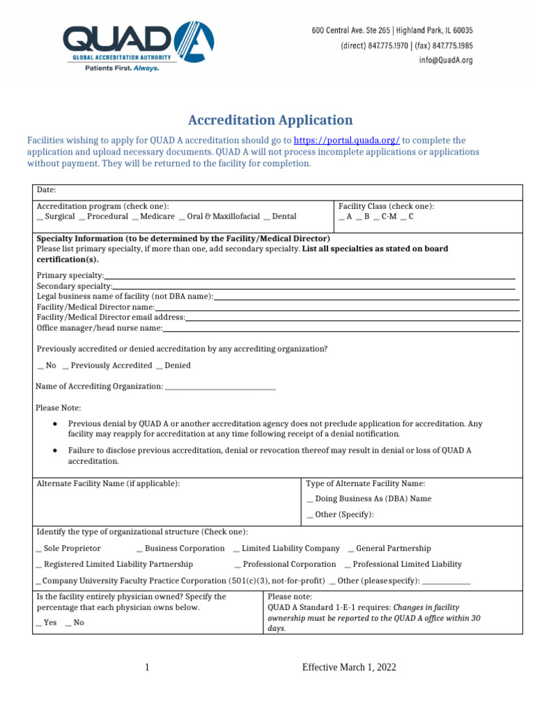 Accreditation Application | PDF | Health Care