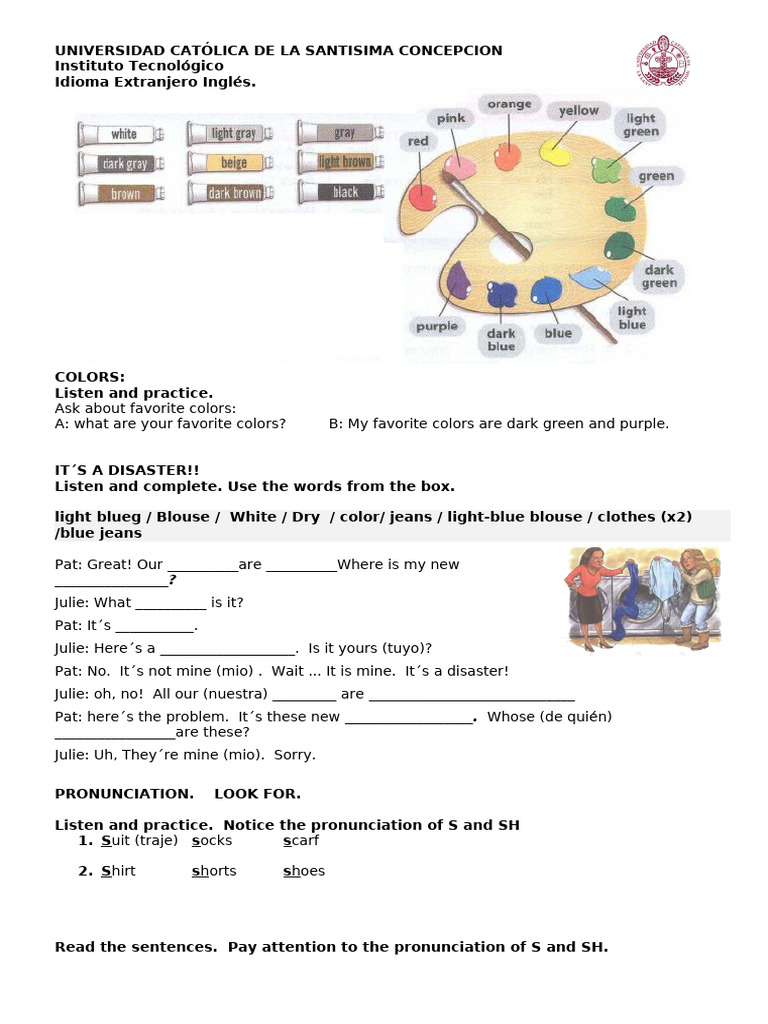 English Colors and Clothing Activities | PDF | Softlines (Retail) | Fashion