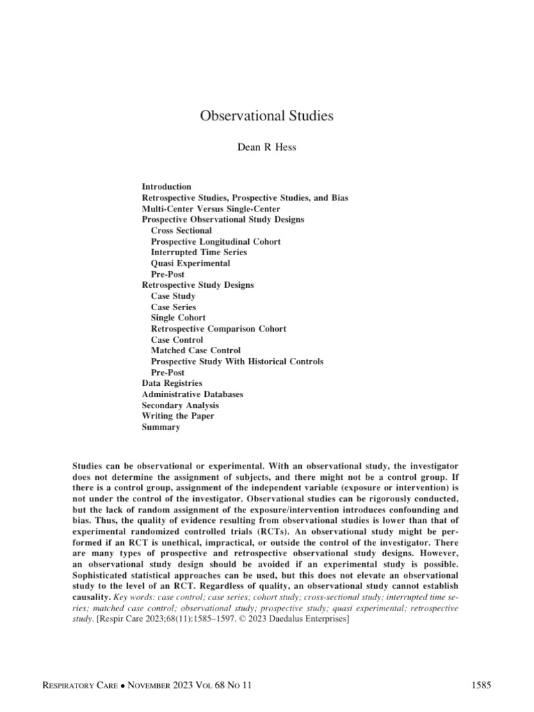 Understanding Observational Studies | PDF | Cohort Study | Randomized ...