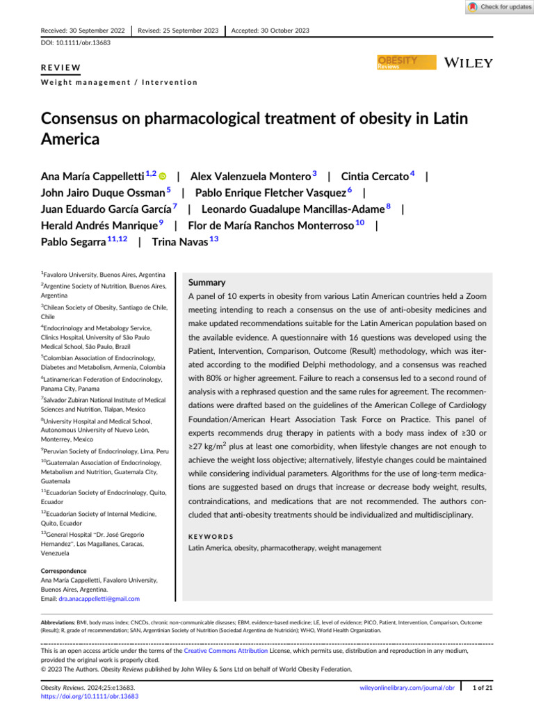 Latin America's Obesity Treatment Consensus | PDF | Obesity | Body Mass ...