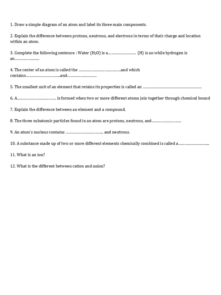 Atom Structure and Subatomic Particles Guide | PDF