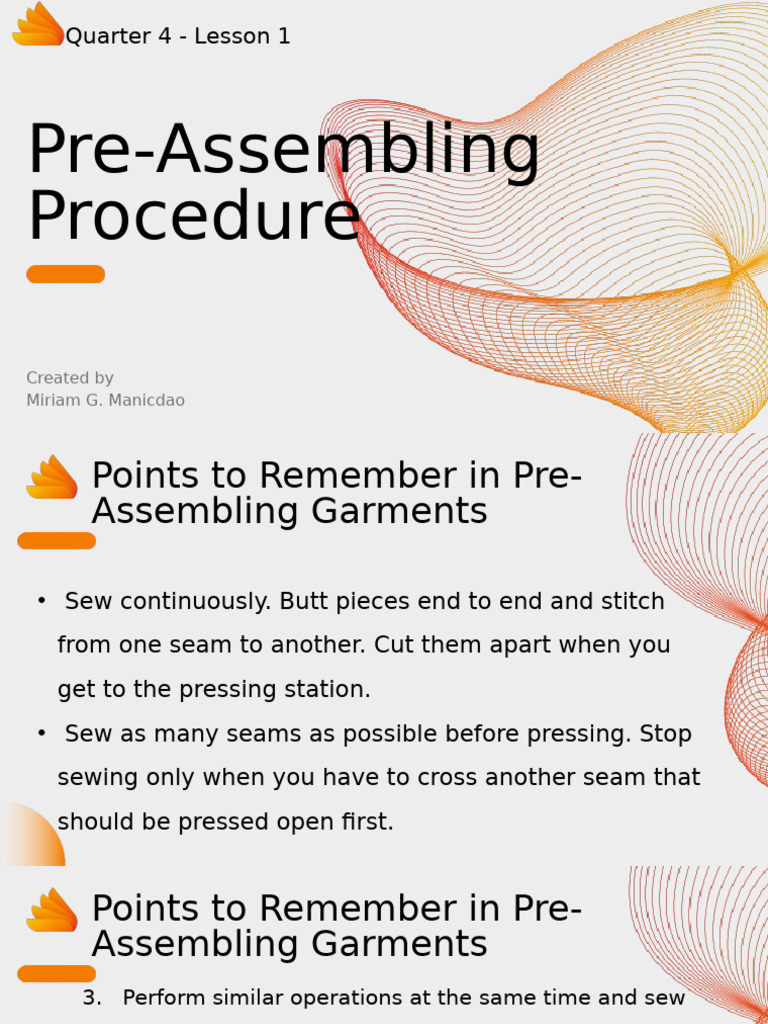 Pre-Assembling Garments Guide | PDF